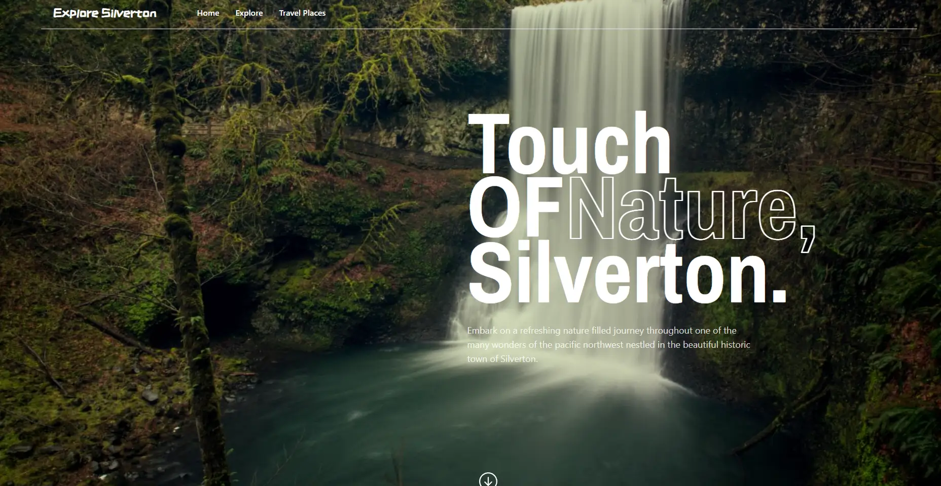 Showcasing homepage of the Silver Falls